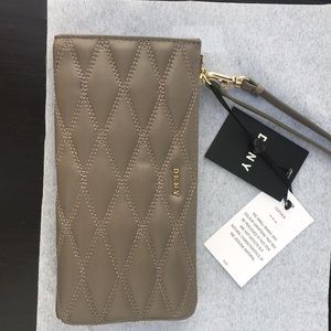 DKNY grey wristlet